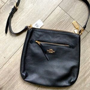 NWT Coach Black Leather Bodycross Purse, F34823